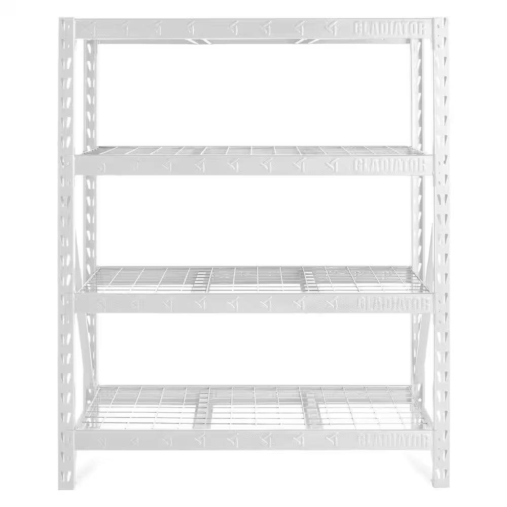 White 4-Tier Heavy Duty Steel Garage Storage Shelving Unit (60 In. W X 72 In. H X 18 In. D)