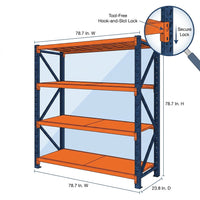 4 Tier Steel Heavy Duty Adjustable Garage Storage Shelving Unit in Orange (78.7 In. W X 78.7 In. H X 23.8 In. D) — How It Works