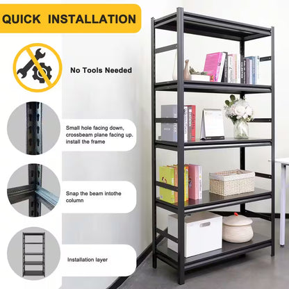 Dark Gray 5-Tier Adjustable Metal Garage Storage Shelving Unit (47.2 In. W X 78 In. H X 18 In. D)