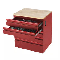 Heavy Duty 64 In. W X 81 In. H X 24 In. D Pre-Assembled Steel 3-Piece Garage Storage System in Red with Wood Worktop
