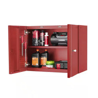 Heavy Duty 64 In. W X 81 In. H X 24 In. D Pre-Assembled Steel 3-Piece Garage Storage System in Red with Wood Worktop