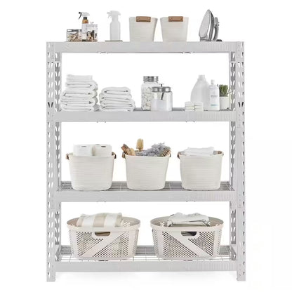 White 4-Tier Heavy Duty Steel Garage Storage Shelving Unit (60 In. W X 72 In. H X 18 In. D)