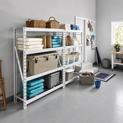 White 4-Tier Heavy Duty Steel Garage Storage Shelving Unit (60 In. W X 72 In. H X 18 In. D)