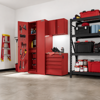 Garage Storage System Built for Ultimate Organization, Pre-Assembled Steel, Wood Worktop, 3-Piece Set