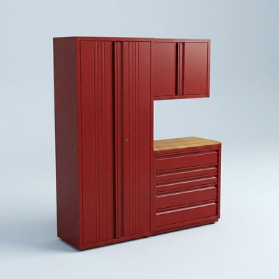 Garage Storage System Built for Ultimate Organization, Pre-Assembled Steel, Wood Worktop, 3-Piece Set