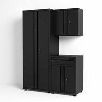 Regular Duty Welded 54.5 In. W X 75 In. H X 19.6 In. D 21-Gauge Steel 3-Piece Garage Storage System in Black — Studio Shot