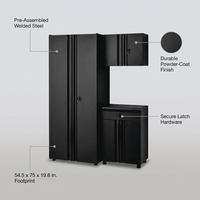 Regular Duty Welded 54.5 In. W X 75 In. H X 19.6 In. D 21-Gauge Steel 3-Piece Garage Storage System in Black — infographic