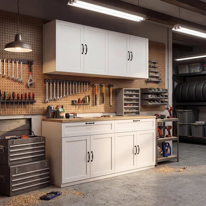 63"W Garage Storage Cabinet Set with Upper & Lower Units
