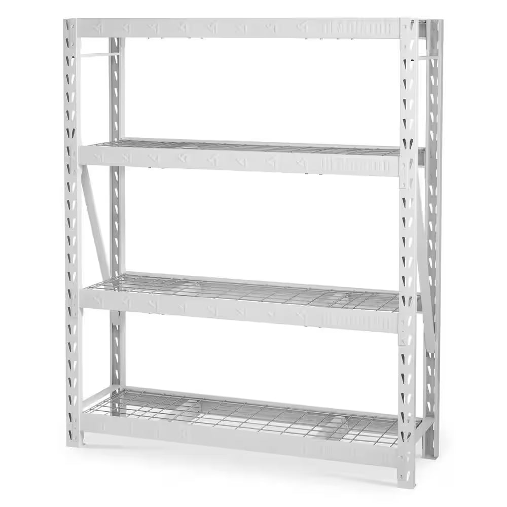 White 4-Tier Heavy Duty Steel Garage Storage Shelving Unit (60 In. W X 72 In. H X 18 In. D)